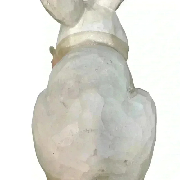 White Crackle Finish Bunny with Ribbon - Picture 4 of 10
